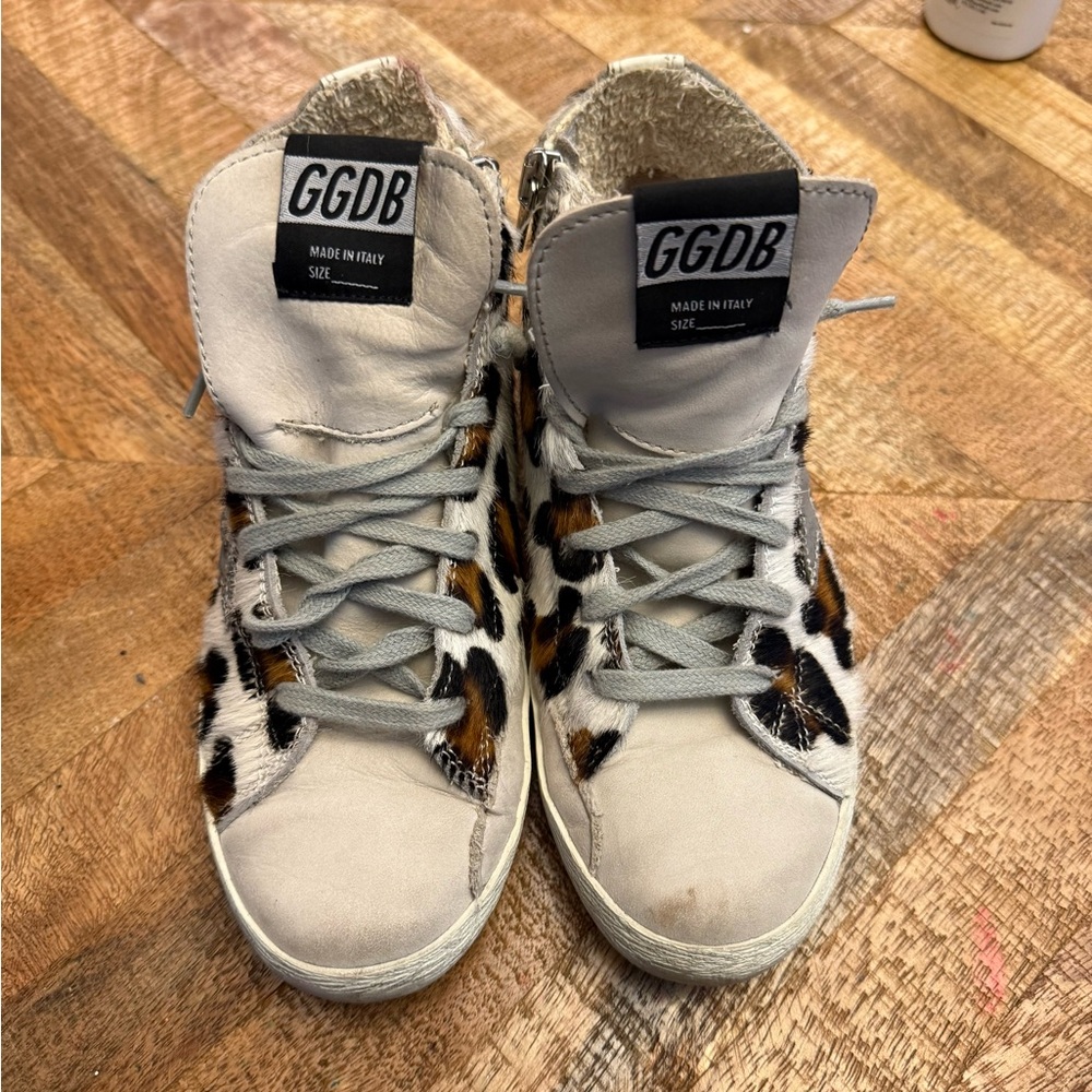GGDB kids Leopard Print High-Top Sneakers